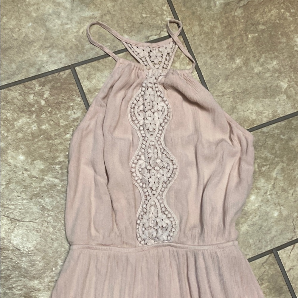 Blush Rayon/Crochet Lace Small Sleeveless Maxi Dress with Spagh. Straps Summer - Picture 3 of 12